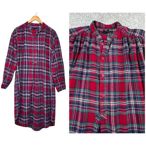 The J. Peterman Company Plaid Flannel Sleep Shirt Dress Gown. Long Length. Med